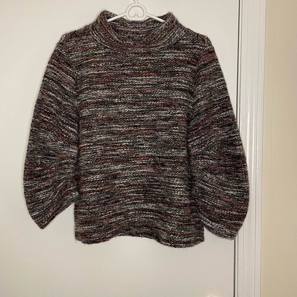 Vince Camuto Mock Neck Marled Knit Cowl Womens Sweater